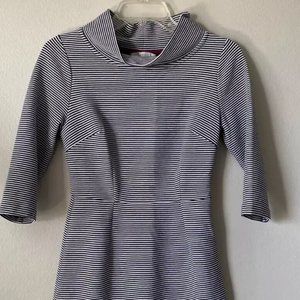 NWOT - Boden Striped Navy White Textured Dress -  Size 4P